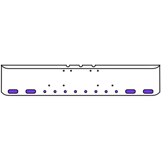 22 Inch Chrome Texas Rolled End Bumper With 4 Oval, 8 - 2 Inch Amber/Purple Dual Revolution Leds, Chrome Bezels