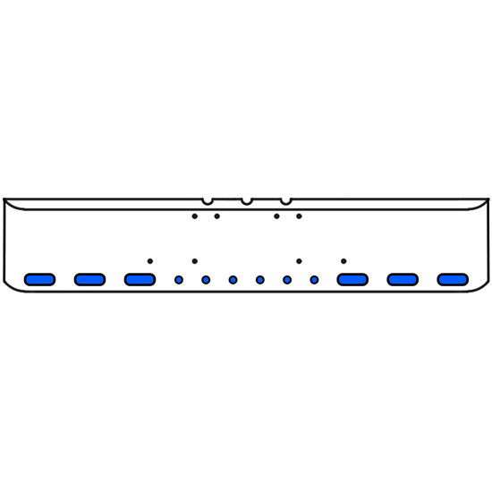 22 Inch Chrome Texas Rolled End Bumper With 6 Oval, 6 - 2 Inch Amber/Blue Led Dual Revolution Lights, Chrome Bezels
