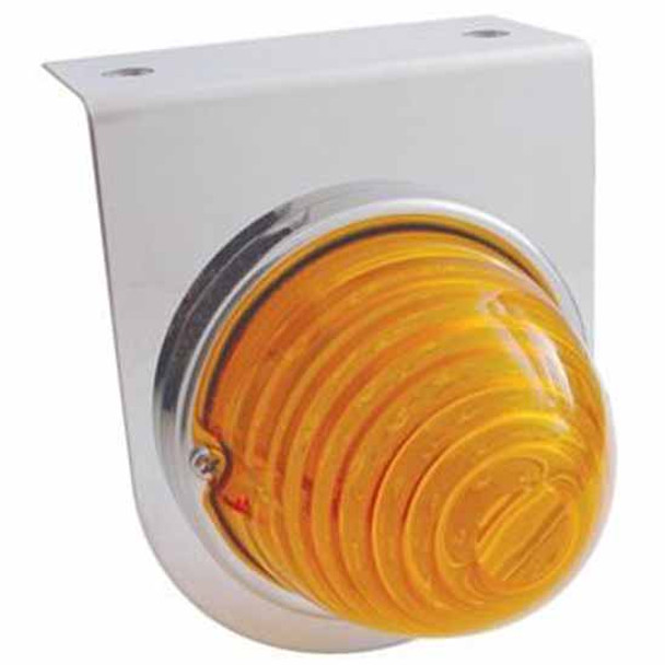 Stainless Steel Light Bracket W/ 17 LED Beehive Light - Amber LED / Amber Lens