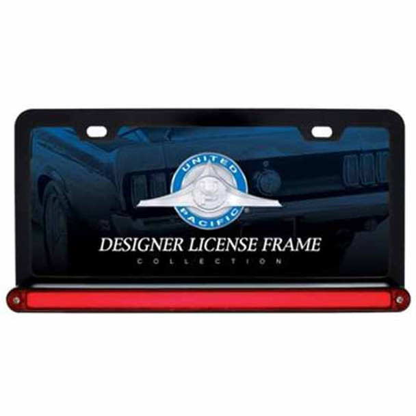 Black License Plate Frame W/24 Led 12 Inch Glo-Light Bar - Red Led/ Red Lens