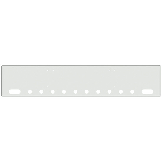 20 Inch Chrome Texas Boxed End Bumper With 2 Oval And 10 Rnd 2 Inch And End Rnd 2 Inch Light Holes For Freightliner Coronado New Style, 122 Sd SFA