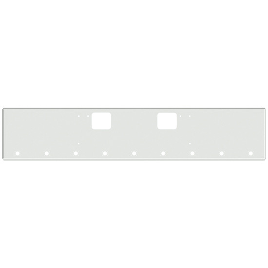 20 Inch Chrome Texas Boxed End Bumper With Tow And 9 M3 - P3 Light Holes For Freightliner Coronado New Style, 122 Sd SFA