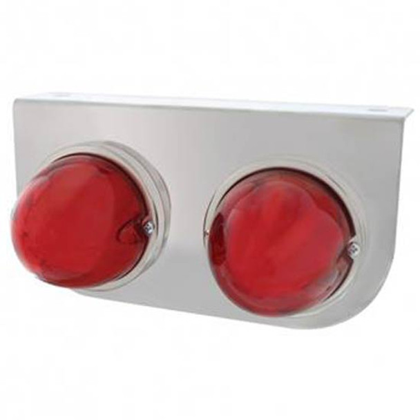 SS Light Bracket W/ Two 9 LED Dual Function GLO Style Watermelon Lights - Red LED / Red Lens