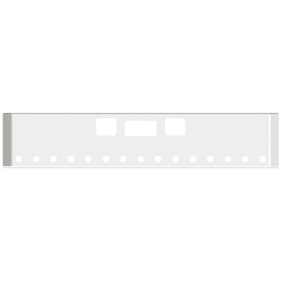 20 Inch Chrome Road Runner Mitered End Bumper With Tow, Step, 15 - 2 Inch Round Light Holes