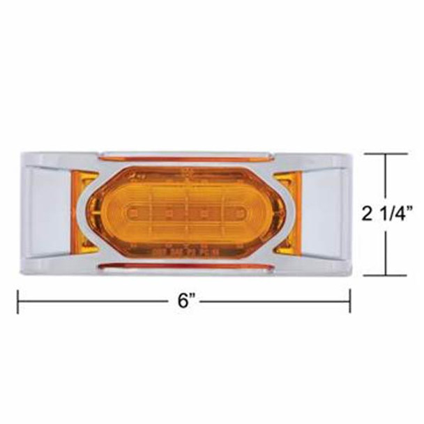16 LED Reflector Clearance Marker Light W/ Chrome Bezel - Amber LED / Amber Lens