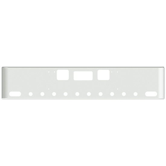 18 Inch Chrome Rolled End American Eagle Bumper With Tow, Step, 2 Oval And 10 - 2 Inch Round Light Holes