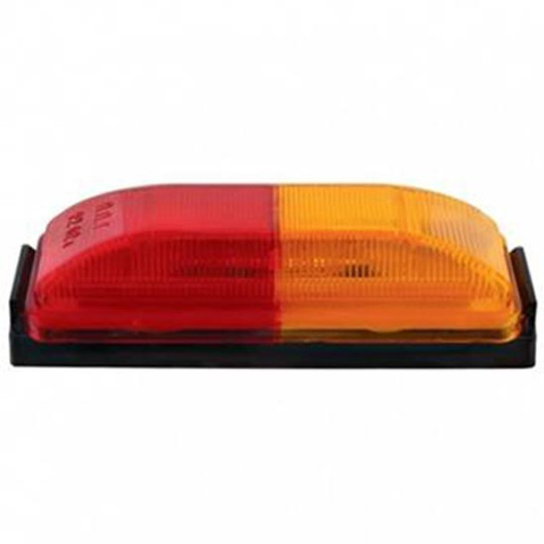 6 Diode Rectangular Fender Mount Clearance Marker Light W/ Black Bracket - Amber LED / Red Lens