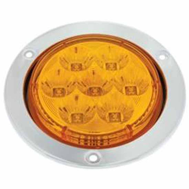 7 LED 4 Inch SS Flange Turn Signal Light - Amber LED/Amber Lens