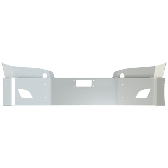 14 Inch Chrome Wrap Around Bumper With Tow, Fog And Bolt-In Vorad Holes For Freightliner Cascadia 116 And 126 W-Composite Bumper