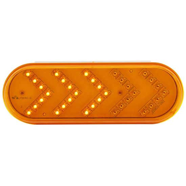 35 LED 6 Inch Oval Sequential Turn Signal Light - Amber LED/ Amber Lens