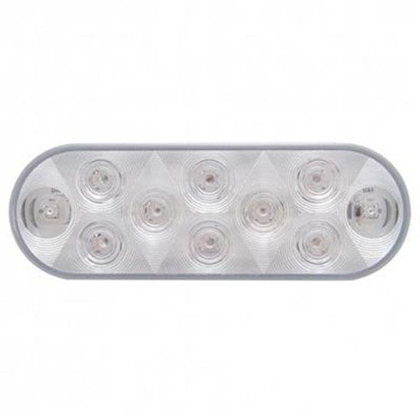 10 LED 6 Inch Oval Auxiliary Utility Light - White LED/ Clear Lens