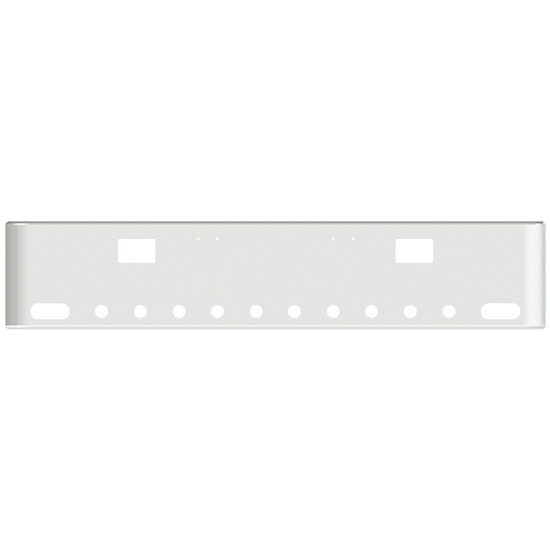 22 Inch Chrome Texas Rolled End Bumper With Holes For Hooks, 2 Oval And 10 Round 2 Inch Lights For Freightliner Classic 2000-2002