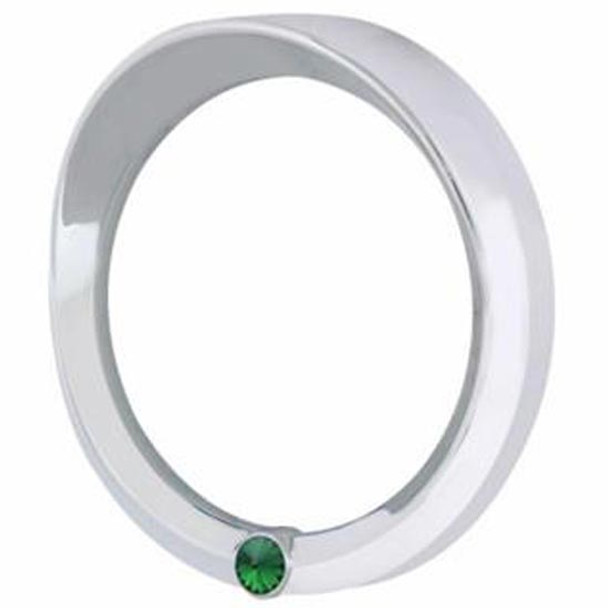 Chrome Plastic Signature Series Speed/Tachometer Gauge Bezel W/ Visor - Green Jewel  For Peterbilt