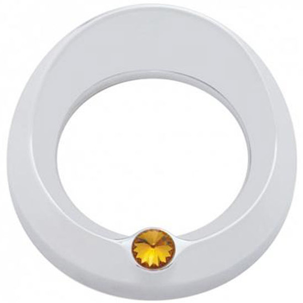 Chrome Plastic Gauge Bezel W/ Visor & Amber Jewel For 3 3/4 Inch Speed/Tachometer  For Peterbilt