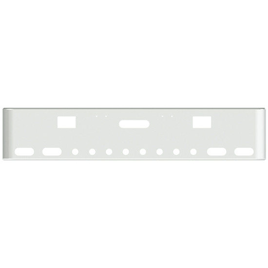 20 Inch Chrome Texas Rolled End Bumper With Holes For Center Tow, Hooks And 4 Oval, 8 Round 2 Inch Lights For Freightliner Classic 2000-2002