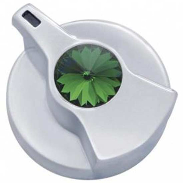 Chrome Plastic Timer Knob W/ Green Jewel  For Peterbilt