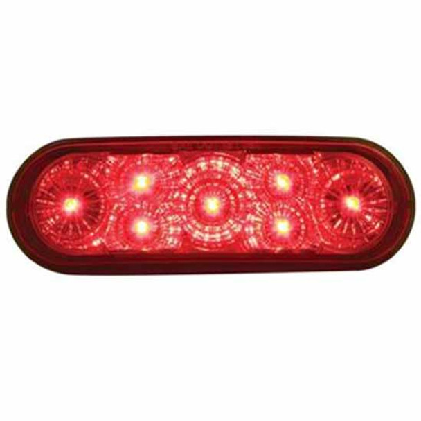 6 Inch 7 Diode Oval Reflector Stop, Turn & Tail Light - Red LED / Red Lens