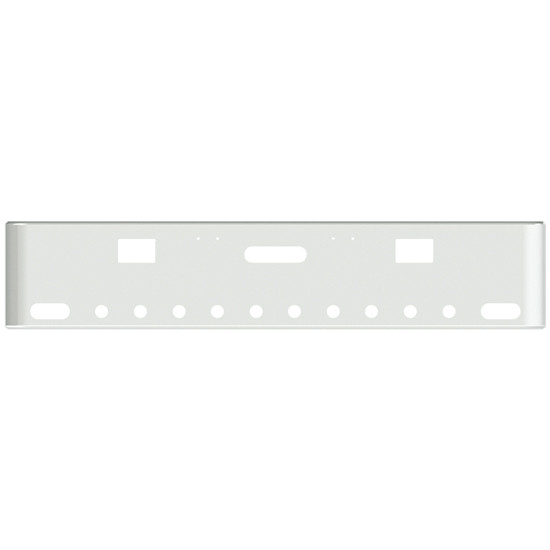 22 Inch Chrome Texas Rolled End Bumper With Holes For Center Tow, Hooks, 2 Oval And 10 Round 2 Inch Lights For Freightliner Classic 2000-2002