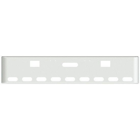 20 Inch Chrome Rolled End American Eagle Bumper With Holes For Mounting, Hooks, Tow And 9 Oval Lights For Freightliner Classic 2000-2002