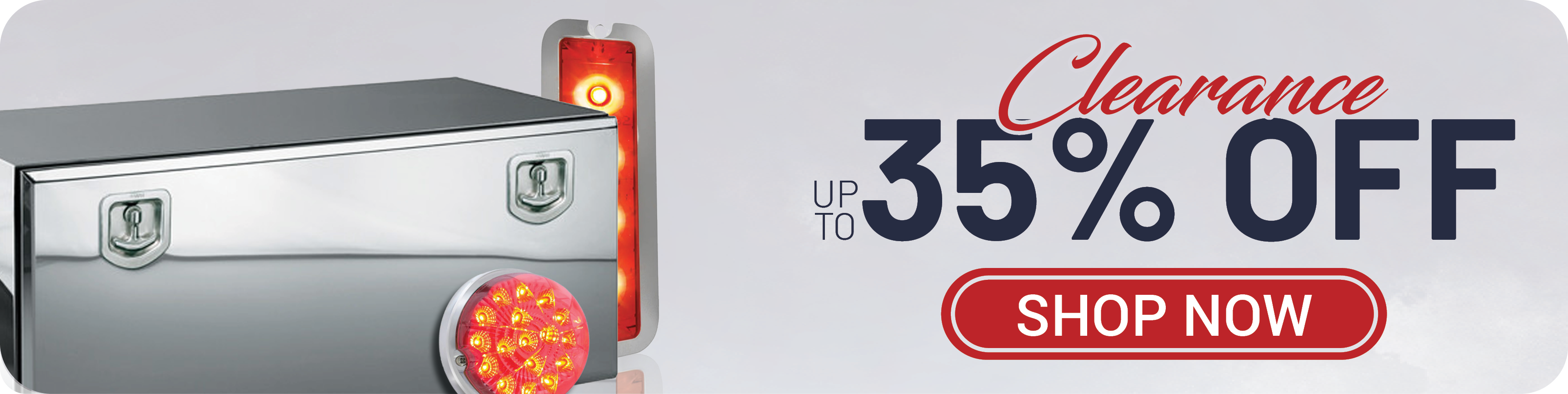Shop featured clearance section with up to 35% off semi-truck parts and accessories at Elite Truck Accessories