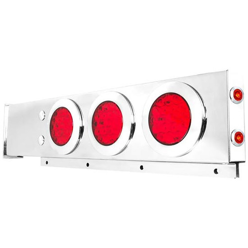 Led Spring Back Light SS Spring Loaded Rear Light Bars W/ 4 Inch Round Fleet LED Lights ...