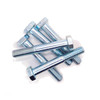 High Tensile Bolt Gr 8.8 Zinc Plated DIN 931 M12 x 130mm, group of zinc plated bolts arranged in a crossed stack