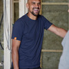 Scruffs Worker T-Shirt Navy worn on site featuring orange sleeve tag and regular fit