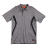 Scruffs Tech Polo Shirt Graphite flat front view showing black side panel detail