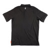 Scruffs Tech Polo Shirt Black back view showing high neck logo and woven hem tab