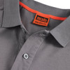Scruffs Tech Polo Shirt Graphite collar detail showing inner orange neck tape and size tag