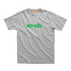 Scruffs Worker T-Shirt Grey flat front view with green Scruffs chest logo
