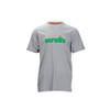 Scruffs Houghton Worker T-Shirt Grey front view featuring bold green Scruffs chest logo print