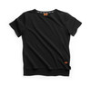 Scruffs Women's Trade T-shirt Black flat front view showing crew neck and step hem detail