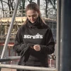 Scruffs Women's Tamworth Logo Hoodie black with large Scruffs chest logo worn on site
