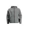 Scruffs Trade Air Layered Hoodie in grey, front view with full zip, zipped pockets and black reinforced sleeves