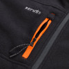 Scruffs Abratect Fleece close-up showing zipped chest pocket with bright orange zip detail