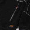Scruffs Borley Sherpa Fleece close-up showing black sherpa fabric, front zip and contrast stitching