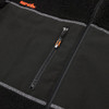 Scruffs Borley Sherpa Fleece close-up showing zipped chest pocket, contrast stitching and orange Scruffs branding