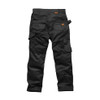 Scruffs Trade Flex Trousers black front view with cargo pockets and reinforced knees
