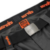 Scruffs Pro Flex Holster Trousers close-up of waistband branding and belt loops