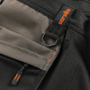 Close-up of Scruffs Worker Plus Holster Shorts branded utility loop, zip pull and reinforced pocket fabric
