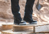 Scruffs Hydra Safety Boots Ã¢â‚¬â€œ green safety boots worn on timber at a worksite