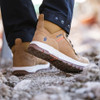 Scruffs Nevis Safety Boots ÃƒÂ¢Ã¢â€šÂ¬Ã¢â‚¬Å“ tan safety boots worn while walking over rough ground