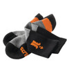 Three pairs of Scruffs Trade Socks in black and grey with orange heel, toe and Scruffs branding