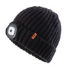 Scruffs LED Beanie Hat in black ribbed knit with integrated circular front LED light