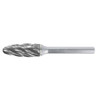 HMT Uncoated TCT Burr 12mm 4pc Set – silver carbide rotary burr with oval cutting head on straight shank