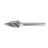 HMT Uncoated TCT Burr 12mm 4pc Set – silver carbide rotary burr with pointed tree cutting head on straight shank