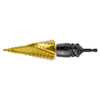 HMT VersaDrive Step Drill - Metric showing gold step drill fitted to a small silver bit holder