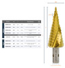HMT VersaDrive Step Drill - Imperial – step drill dimension diagram and size chart