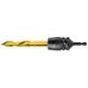 Gold TurboTip imperial drill bit fitted to a black adaptor with hex shank